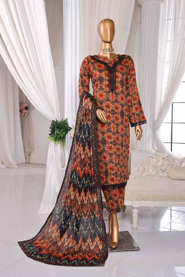 Mi Creation DR Prints Lawn`25 D#9651 (Brownish Grey)