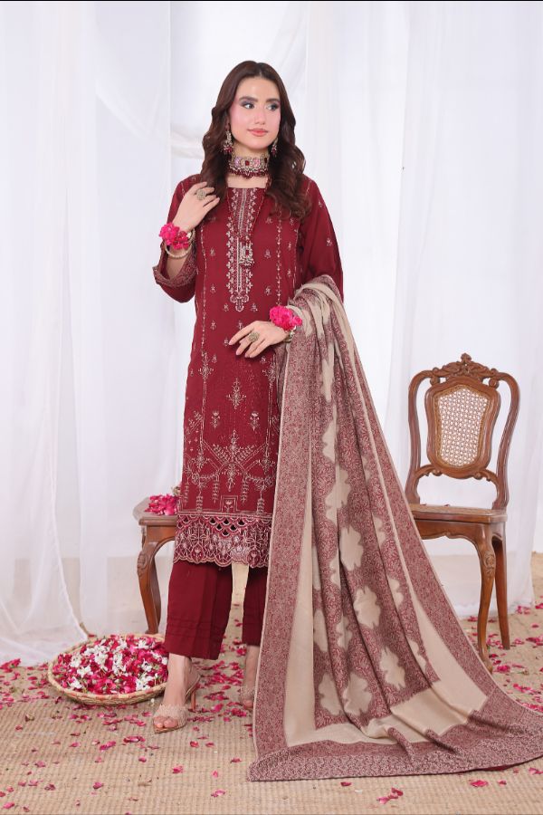 Mi Creation Alif Dhanak`25 D#1 (Maroon)