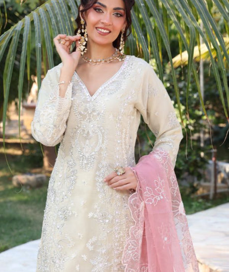 Mi Creation Dilruba L-Organza`25 D#01 Cream