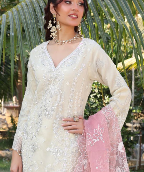 Mi Creation Dilruba L-Organza`25 D#01 Cream