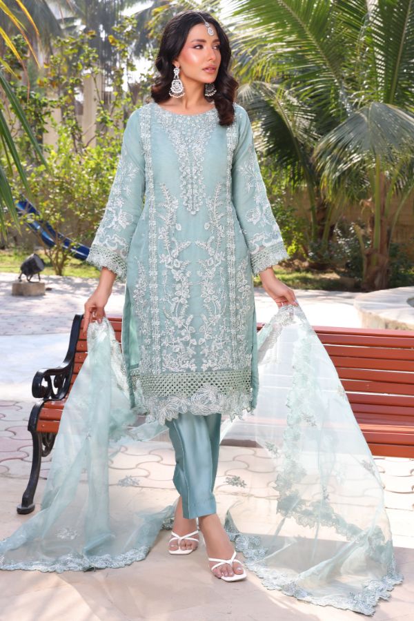 Mi Creation Dilruba L-Organza`25 D#01 Green