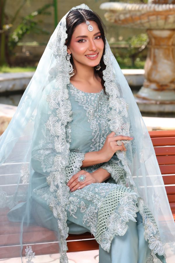 Mi Creation Dilruba L-Organza`25 D#01 Green