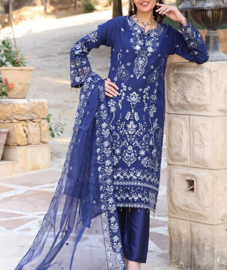 Mi Creation Dilruba L-Organza`25 D#01 Nevy Blue