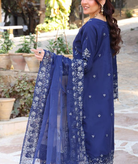 Mi Creation Dilruba L-Organza`25 D#01 Nevy Blue