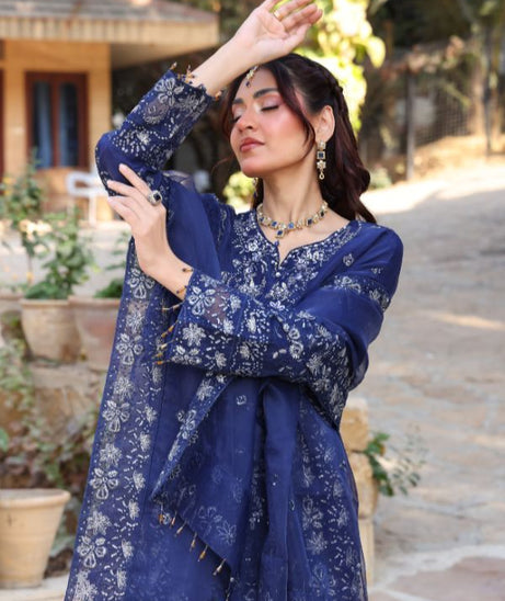 Mi Creation Dilruba L-Organza`25 D#01 Nevy Blue