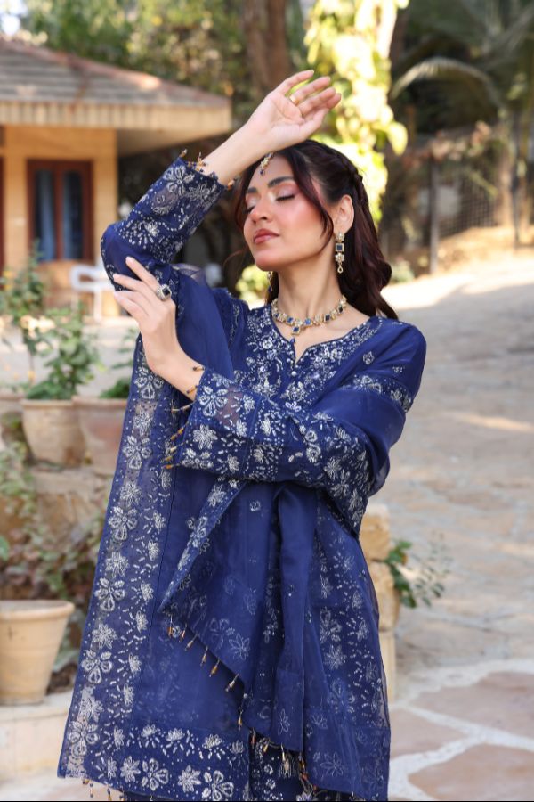 Mi Creation Dilruba L-Organza`25 D#01 Nevy Blue