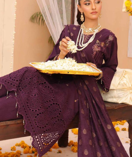 Mi Creation Gul Afshan J/Shawl`24 D#1 (Purple)