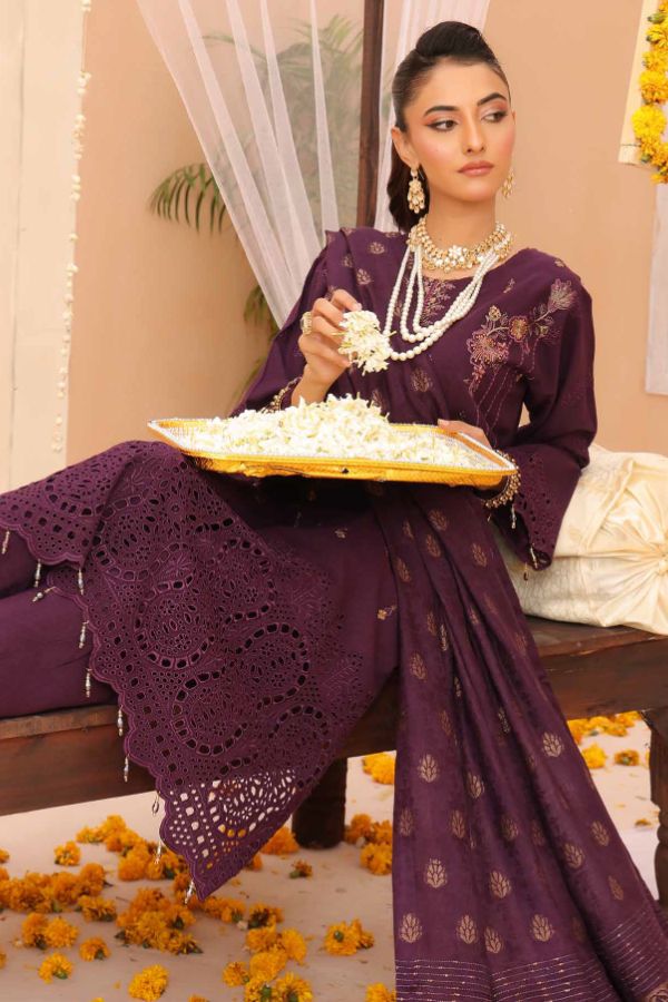 Mi Creation Gul Afshan J/Shawl`24 D#1 (Purple)