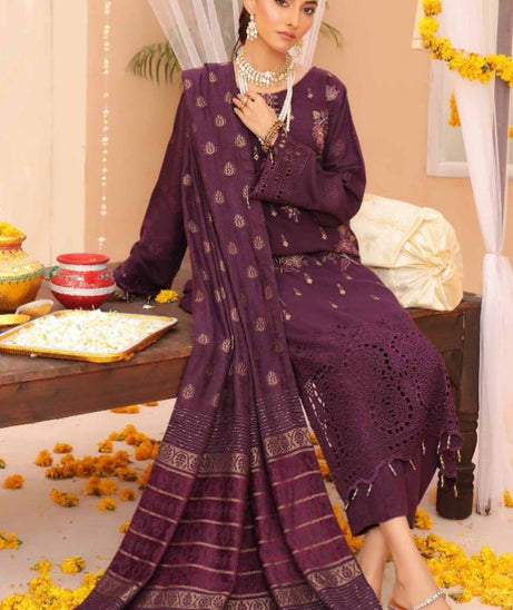 Mi Creation Gul Afshan J/Shawl`24 D#1 (Purple)