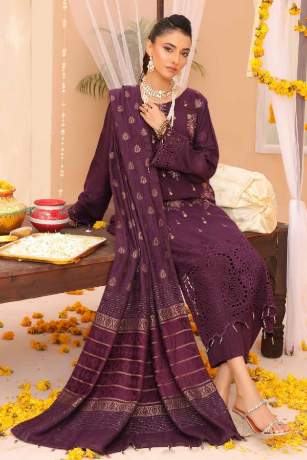 Mi Creation Gul Afshan J/Shawl`24 D#1 (Purple)