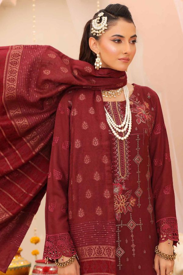 Mi Creation Gul Afshan J/Shawl`24 D#1 (Maroon)