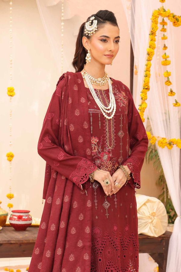 Mi Creation Gul Afshan J/Shawl`24 D#1 (Maroon)