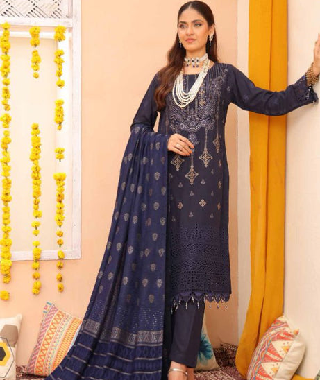 Mi Creation Gul Afshan J/Shawl`24 D#1 (N Blue)