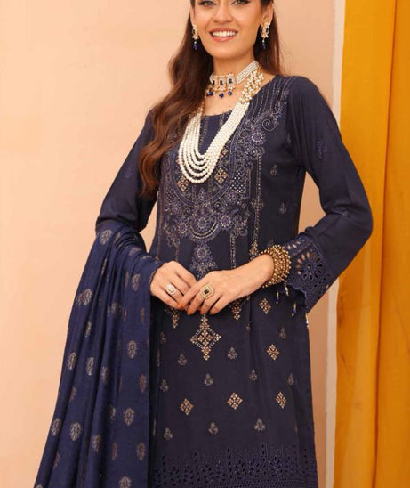 Mi Creation Gul Afshan J/Shawl`24 D#1 (N Blue)