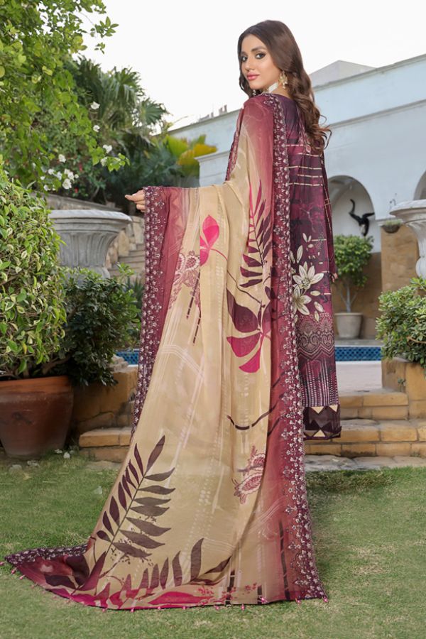 Mi Creation Kinara Digital Lawn`24 Maroon