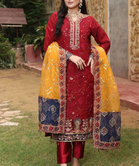 Mi Creation L/Shehnai Organza'24 (Maroon)