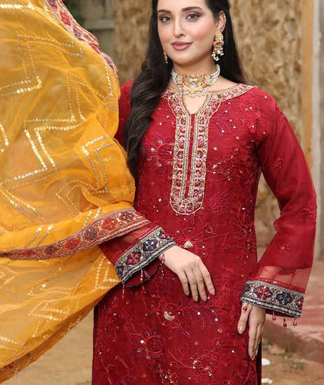 Mi Creation L/Shehnai Organza'24 (Maroon)