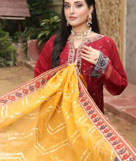 Mi Creation L/Shehnai Organza'24 (Maroon)