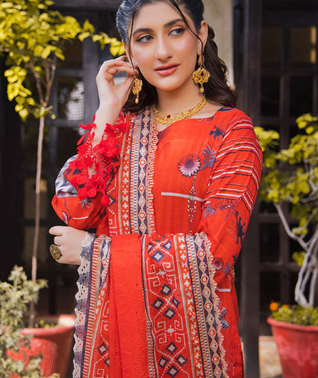 Mi Creation Leno Kara Dobby'24 (Red)