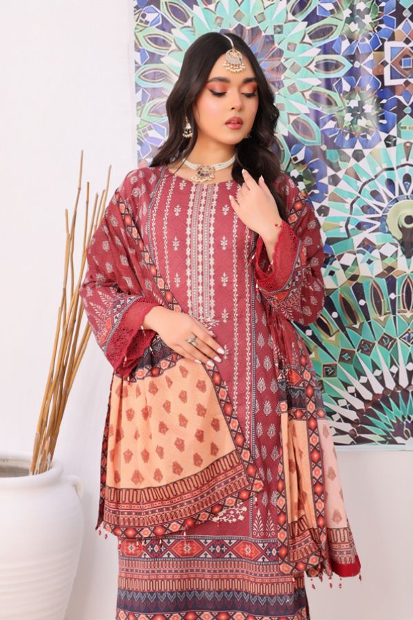 Mi Creation Meena Kari Lawn`24 Brown