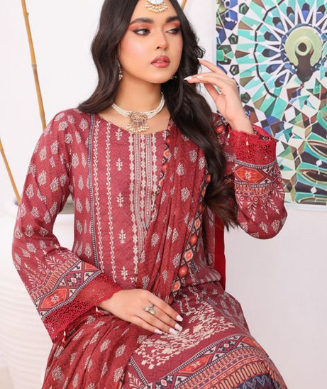 Mi Creation Meena Kari Lawn`24 Brown