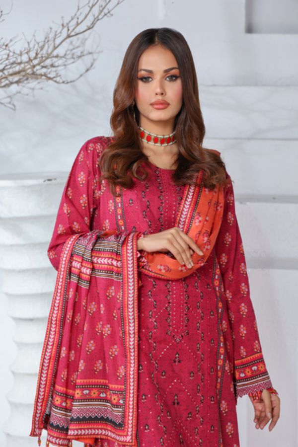 Mi Creation Meena Kari Lawn`24 D-Pink