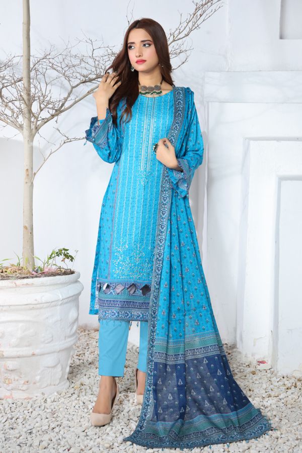Mi Creation Meena Kari Lawn`24 Ferozi