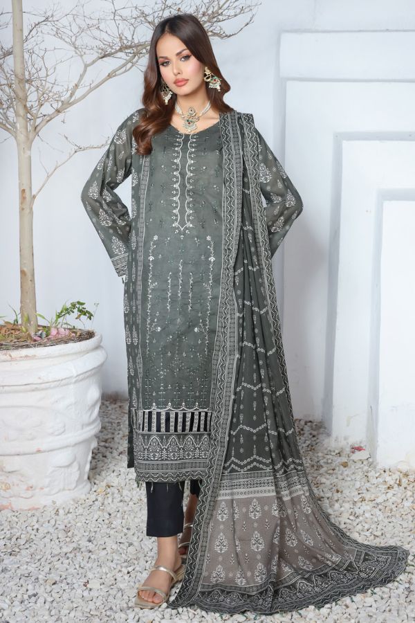 Mi Creation Meena Kari Lawn`24 Green