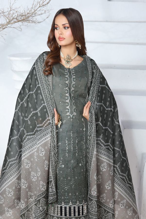 Mi Creation Meena Kari Lawn`24 Green