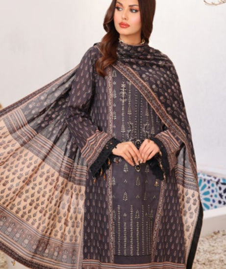 Mi Creation Meena Kari Lawn`24 Grey
