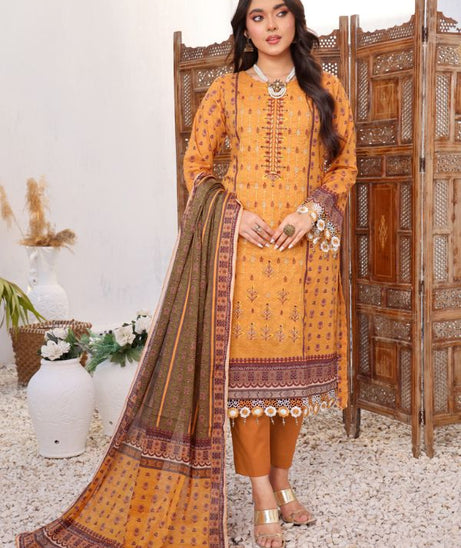 Mi Creation Meena Kari Lawn`24 Mustard