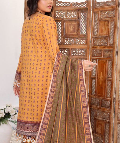 Mi Creation Meena Kari Lawn`24 Mustard