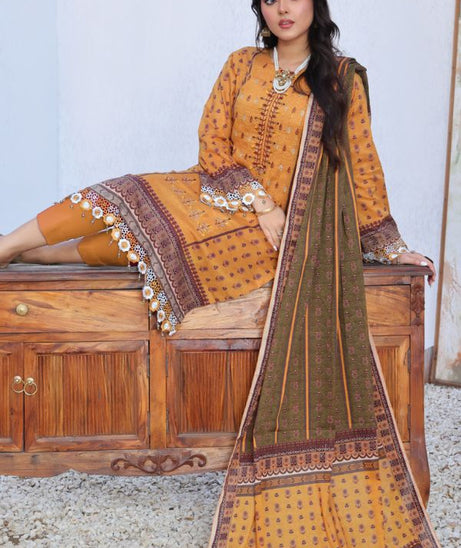 Mi Creation Meena Kari Lawn`24 Mustard