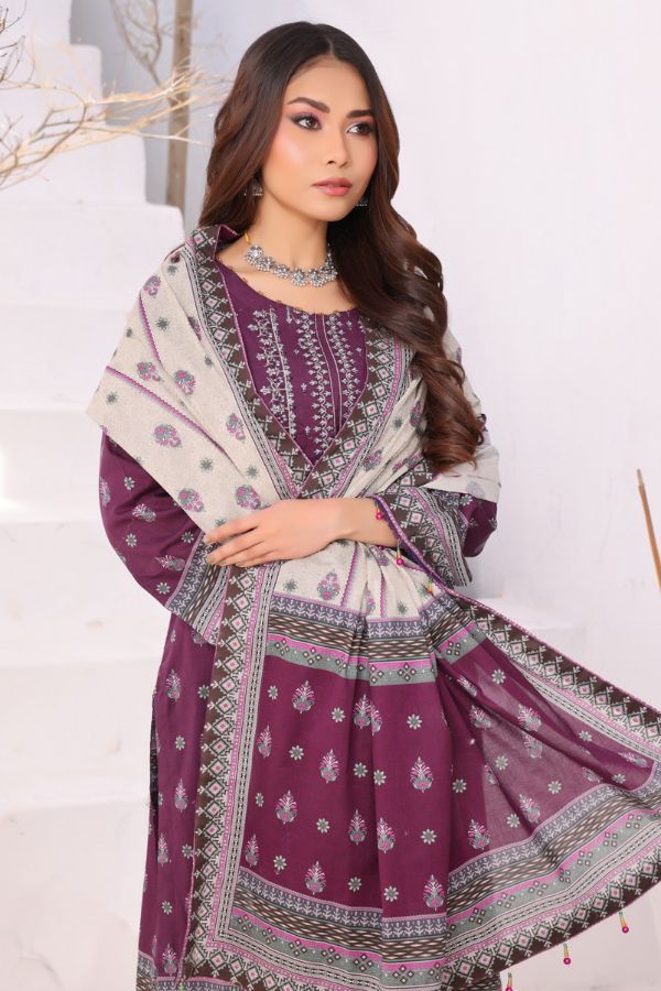 Mi Creation Meena Kari Lawn`24 Purple