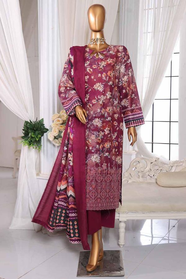 Mi Creation Taana Doriya Lawn`25 (Maroon)