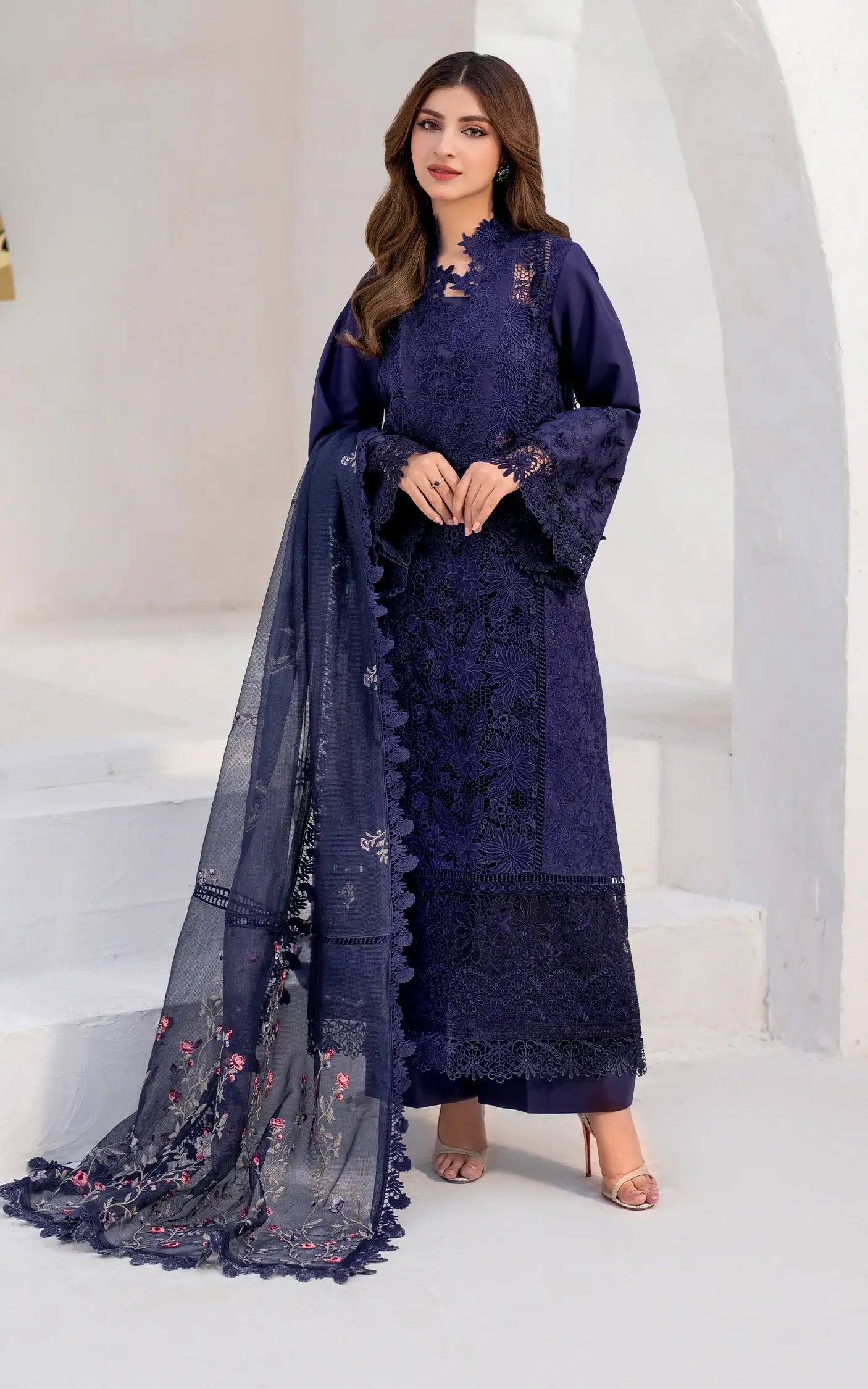 Asifa & Nabeel Azalia Luxury Lawn'25 Nile (AZL25-08)