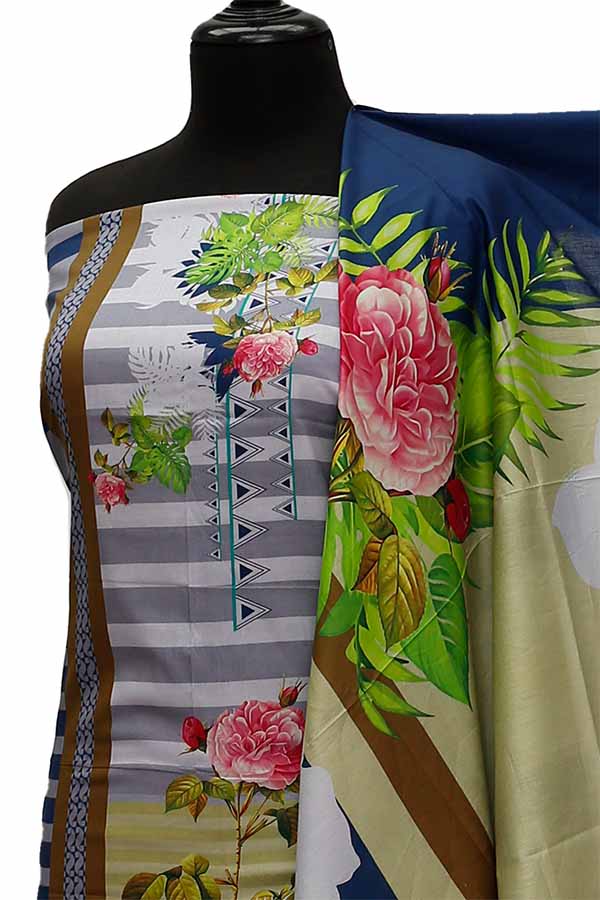 Noor Afroz D/Excl Lawn`21 D#17087 (Grey)