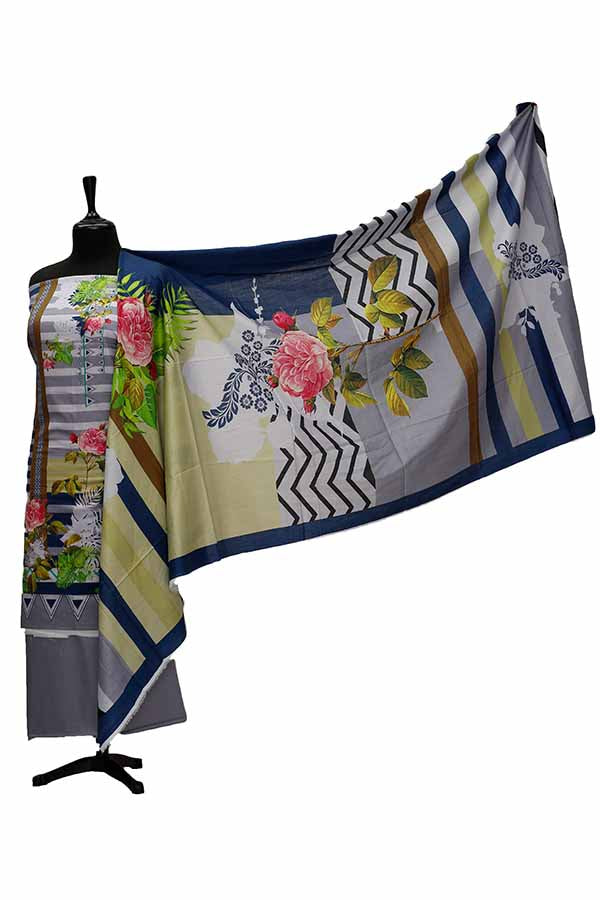 Noor Afroz D/Excl Lawn`21 D#17087 (Grey)