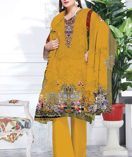 Noor Afroz D/Excl Linen`20 D#14619-Yellow