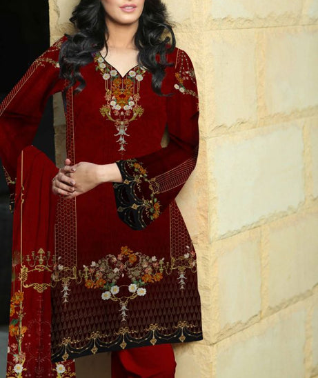 Noor Afroz D/Excl Linen'21 D#215 (Maroon)