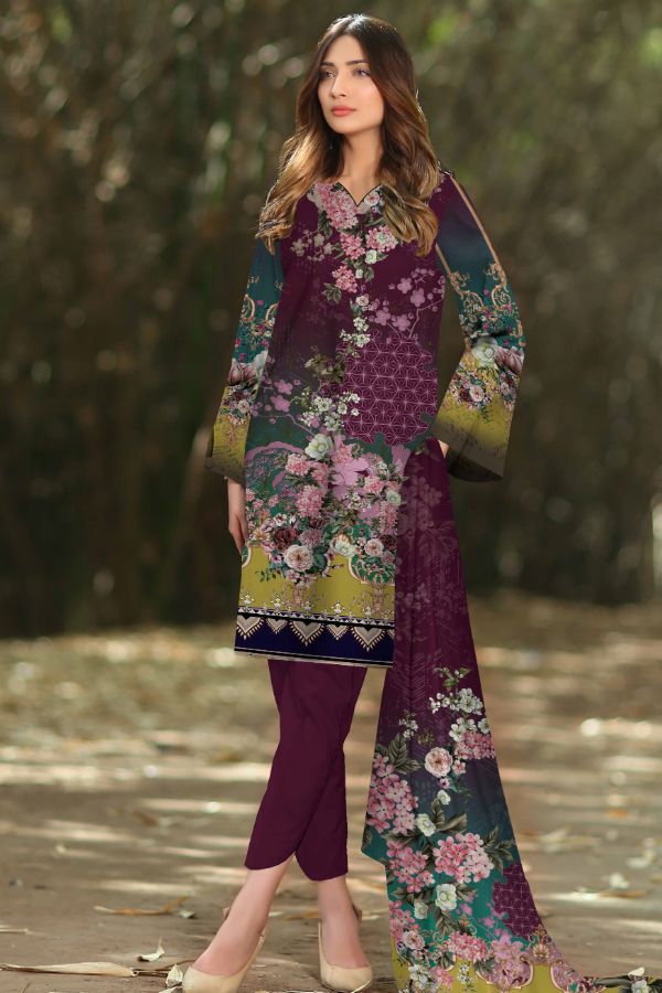 Noor Afroz D/Excl Linen'21 D#218 (Magenda)