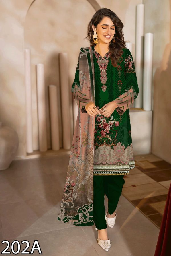 Noor Afroz Digital Lawn`22 D#202 D Green
