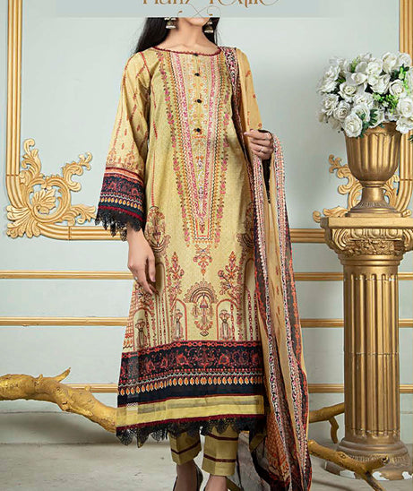Noor E/Zari Lawn C/Dupatta'23 D#51 (Mustard)
