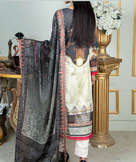 Noor E/Zari Lawn C/Dupatta'23 D#53 (Cream)