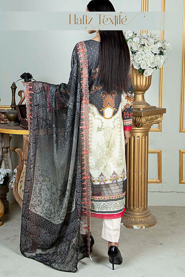 Noor E/Zari Lawn C/Dupatta'23 D#53 (Cream)
