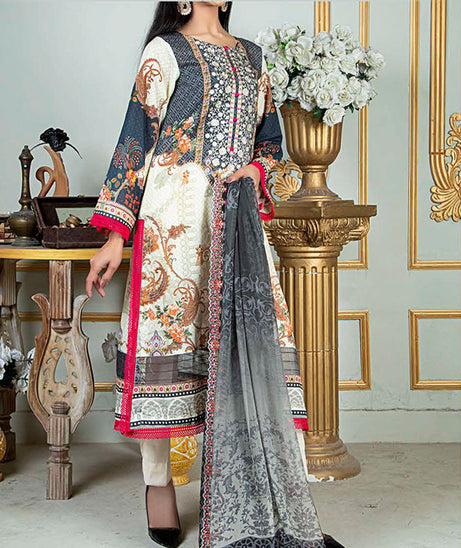 Noor E/Zari Lawn C/Dupatta'23 D#53 (Cream)