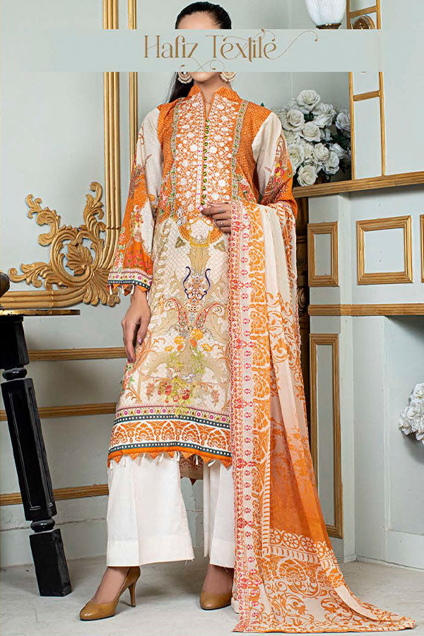 Noor E/Zari Lawn C/Dupatta'23 D#54 (L Peach)