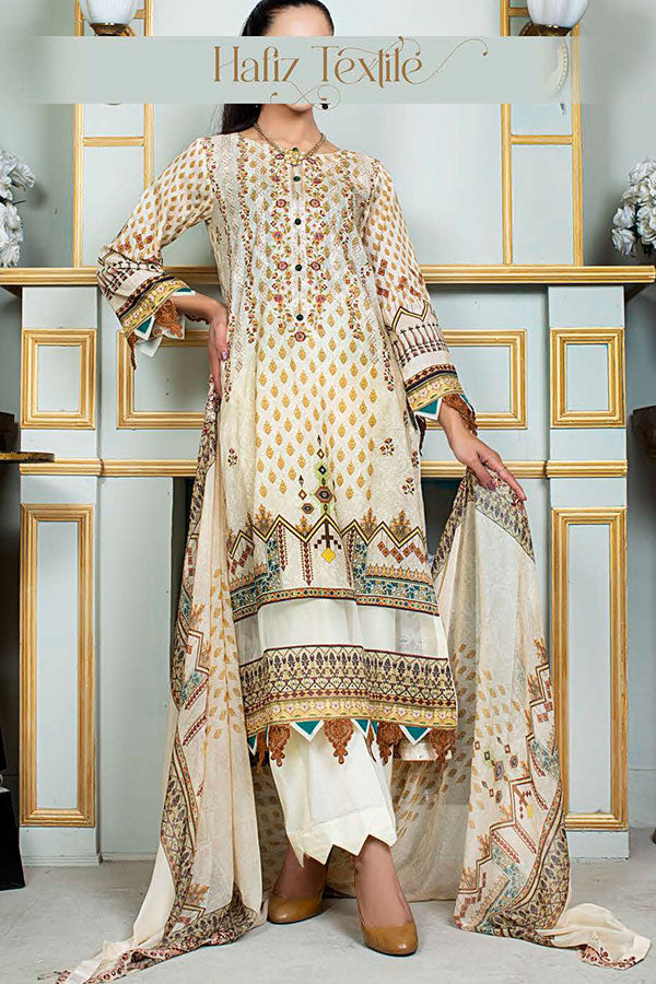 Noor E/Zari Lawn C/Dupatta'23 D#55 (L Fawn)