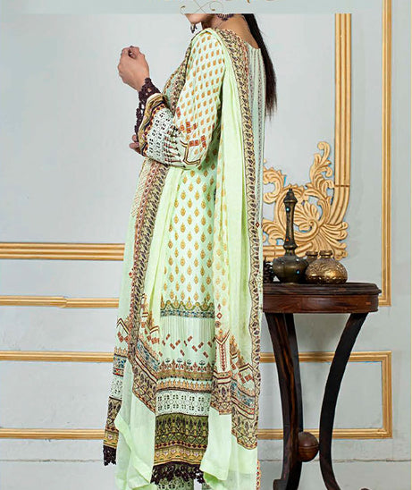Noor E/Zari Lawn C/Dupatta'23 D#56 (Apple Green)