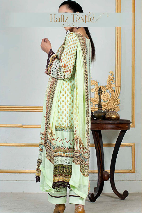 Noor E/Zari Lawn C/Dupatta'23 D#56 (Apple Green)